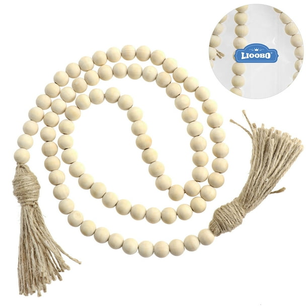 6' NATURAL Wooden Casa House Beads Garland Christmas Accent Farmhouse Boho Chic 6' NATURAL Wooden Casa House Beads Garland Christmas Accent Farmhouse Boho Chic
